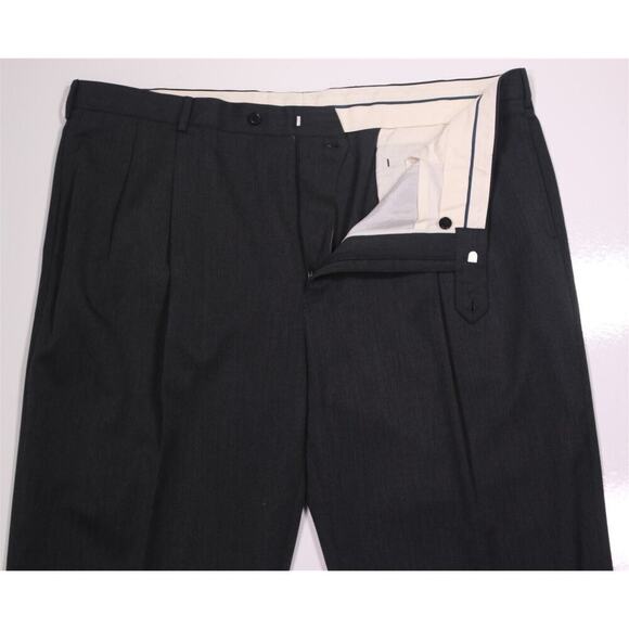 Brooks Brothers Madison Solid Gray Pleated Wool Dress Pants Trousers 44x32 - Picture 5 of 8